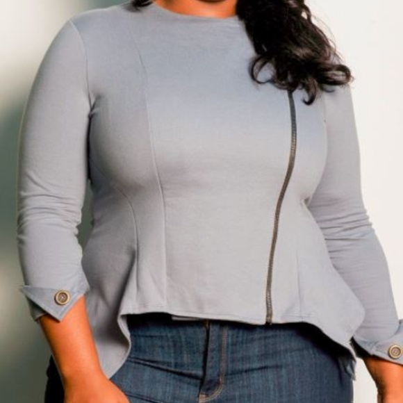 Plus Sizes Slate Gray Moto Jacket - Picture 1 of 5